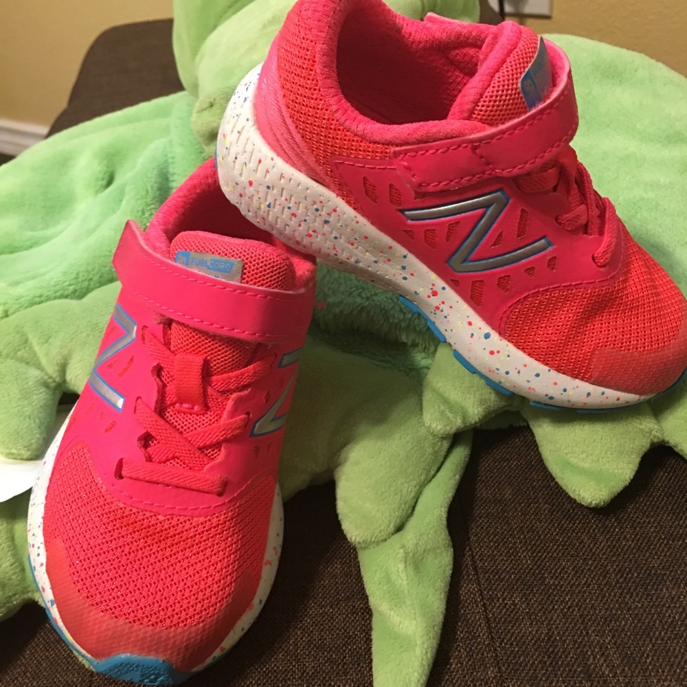 New Balance Little Girls Pink and Teal Sneakers
